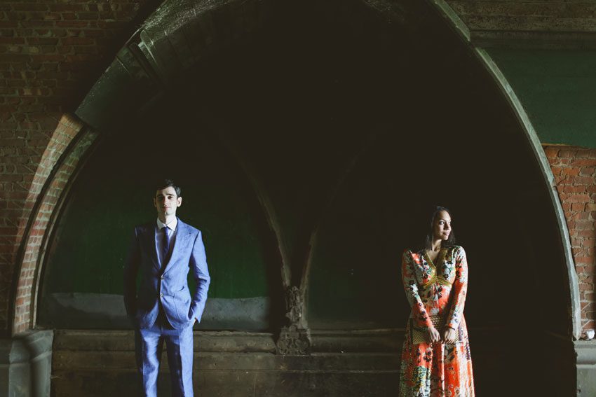 Wedding Photo couple - Gothic arches at Prospect Park Tunnel