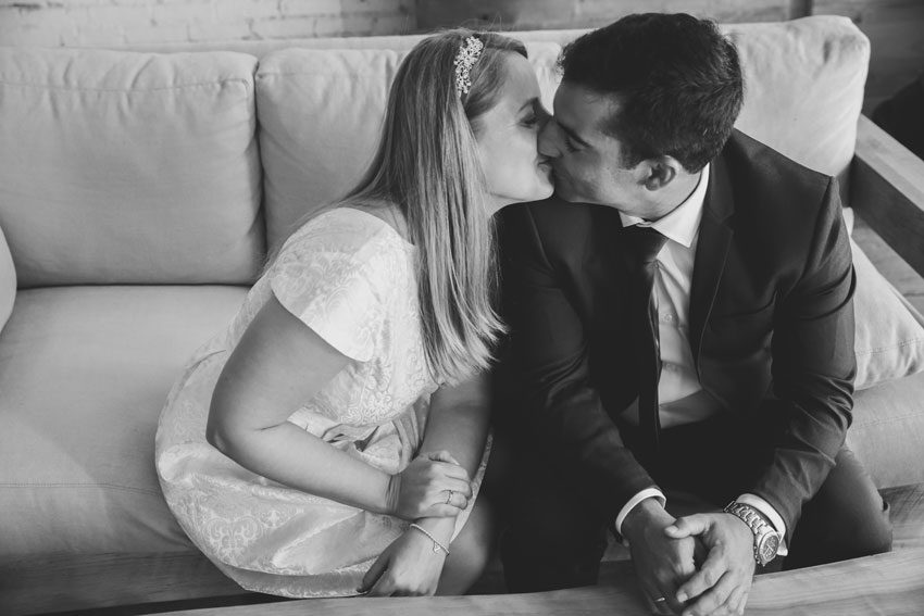 a sweet kiss, black and white photo nyc elopement