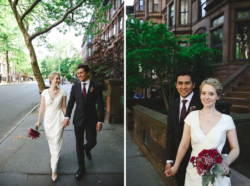 Walking in the streets of Brooklyn on their wedding day