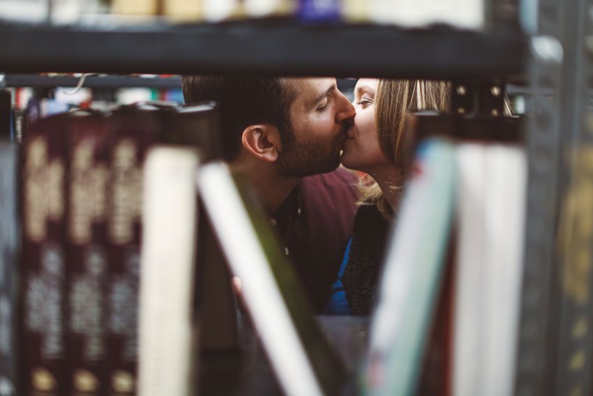 A kiss at Strand bookstore