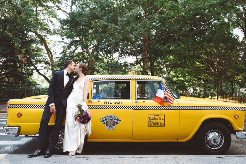 Vintage NYC Checker Yellow Cab Wedding photos