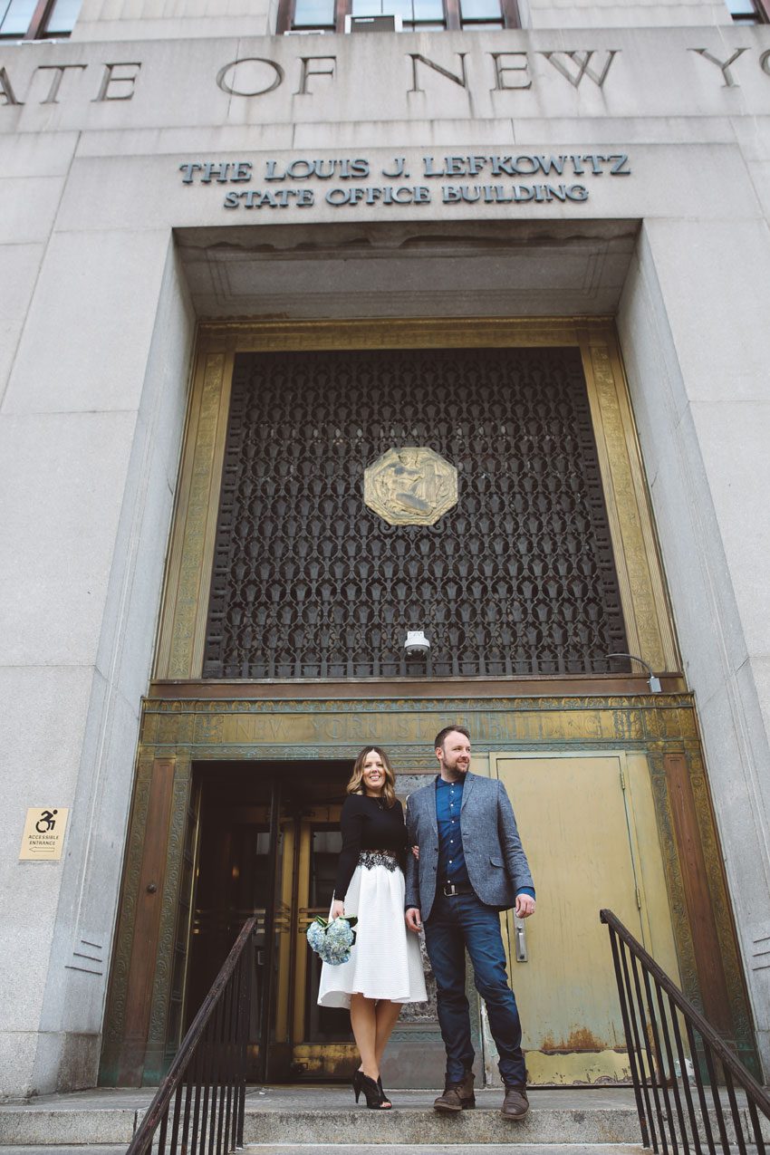 Just married couple photo in front of NY City Hall