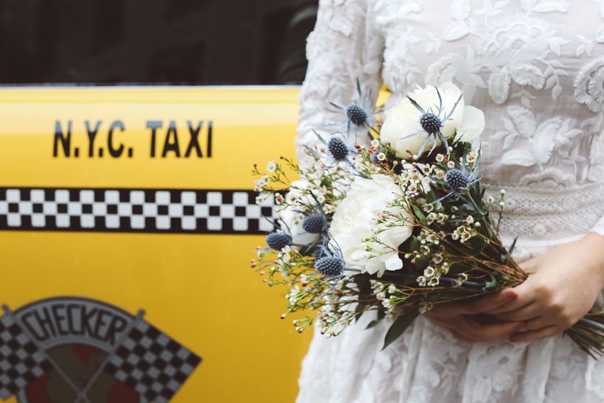 nyc vintage yellow cab wedding 