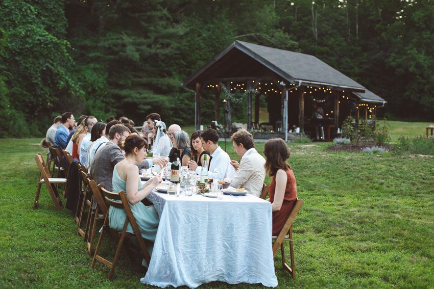 Wedding reception dinner at the foxfire mountain house