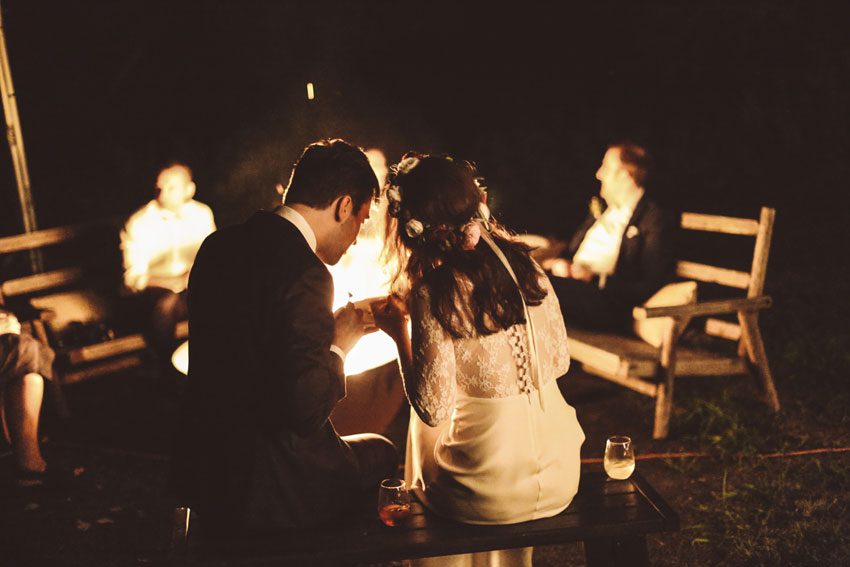 Fire pit wedding photo