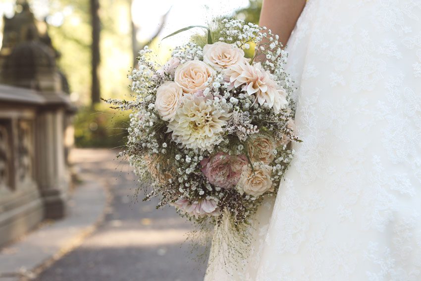bridal bouquet in central park