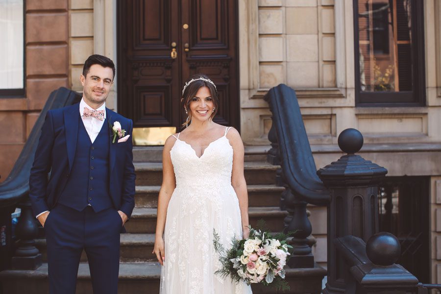 wedding photos with brownstones on the west village