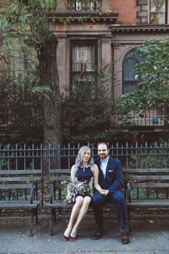bride and groom in Brooklyn Heights