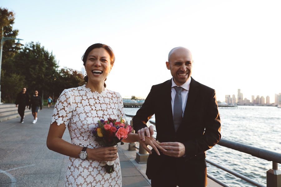 nyc sunset wedding on the west side