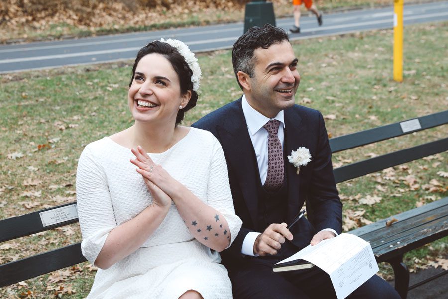 Couple just married in Central Park