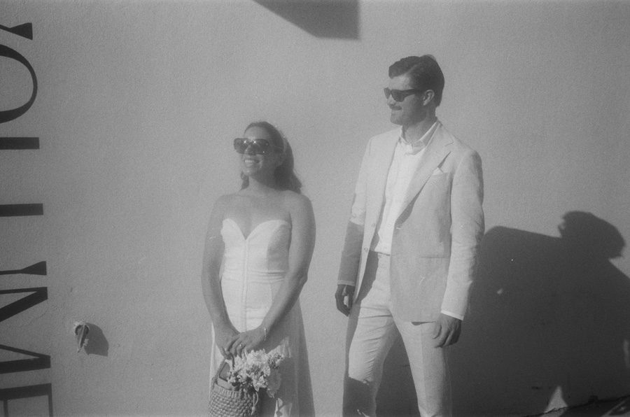 black and white film wedding photos