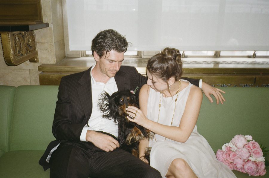 NY City Hall wedding with doggie shot in film