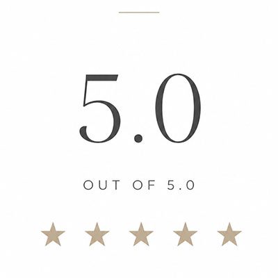 Rating graphic showing 5.0 out of 5.0 with five gold stars
