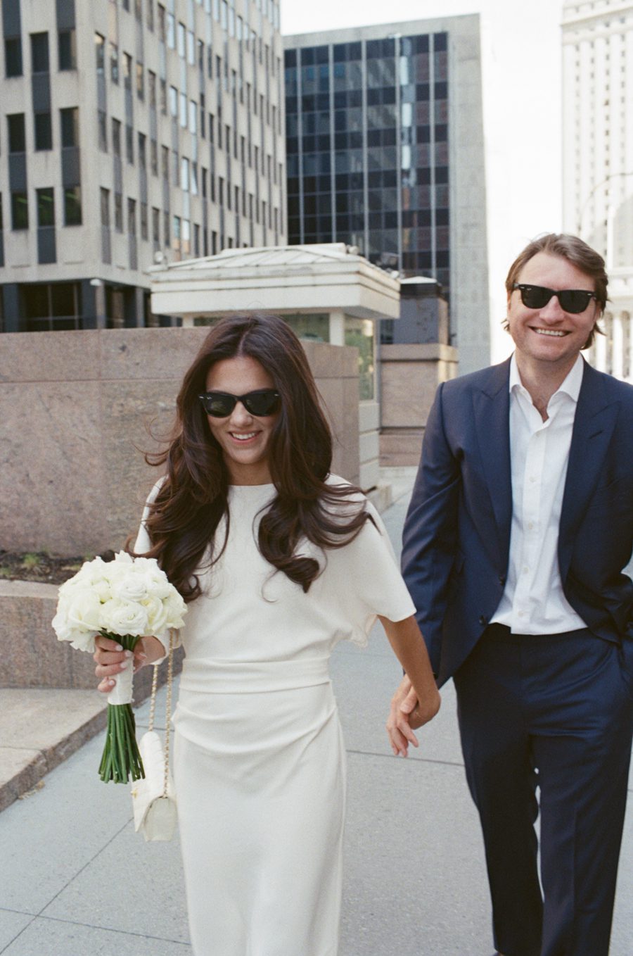 NY City Hall chic wedding | L&L Style Photo NY City Hall wedding couple